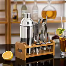 Kit de barman 10 pièces avec support bambou